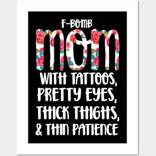 F-Bomb Mom with Tattoos Pretty Eyes and Thick Thighs Hoodie Posters and Art